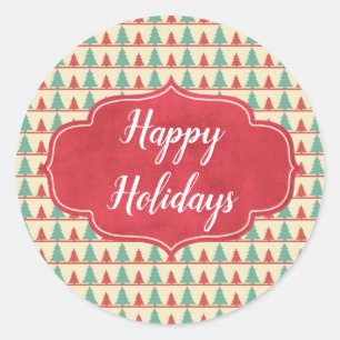 Retro Tree Silhouettes Customisable Classic Round Sticker