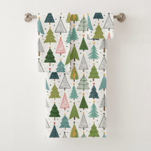 Retro Trees Bath Towel Set