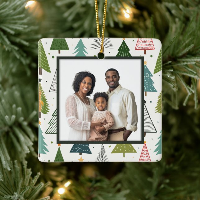 Retro Trees Ceramic Ornament (Tree)