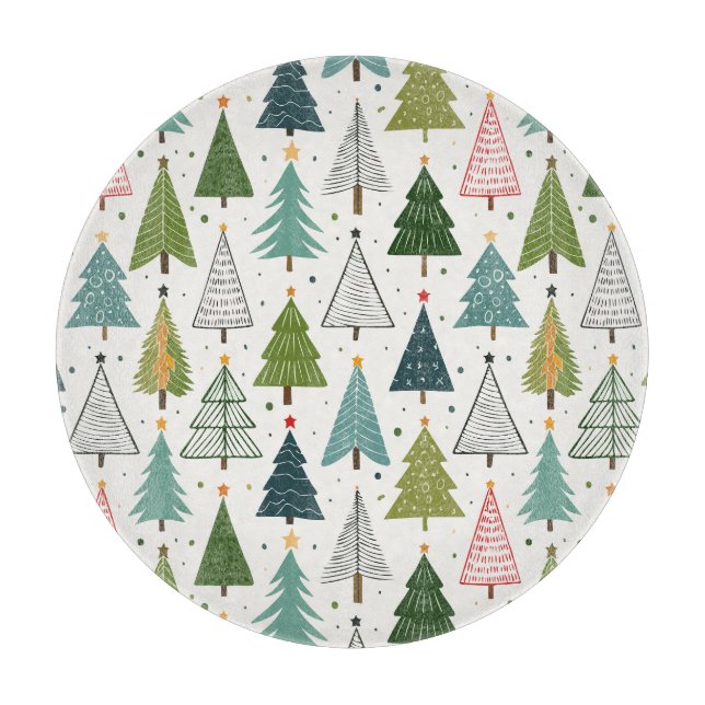 Retro Trees Cutting Board (Front)