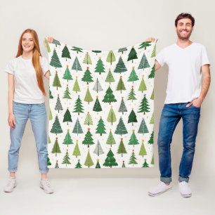 Retro Trees Fleece Blanket