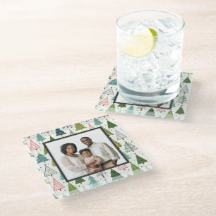 Retro Trees Glass Coaster