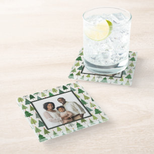 Retro Trees Glass Coaster