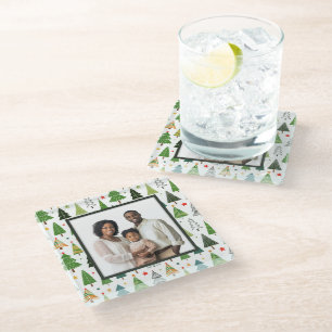 Retro Trees Glass Coaster