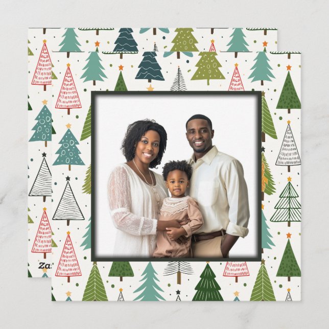 Retro Trees Holiday Card (Front/Back)