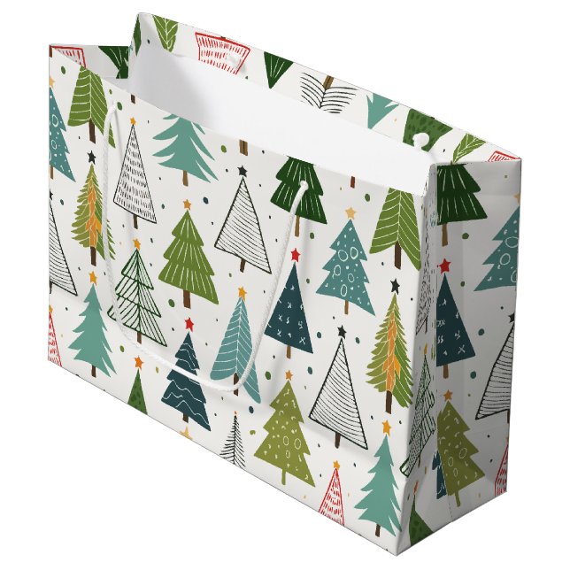 Retro Trees Large Gift Bag (Front Angled)