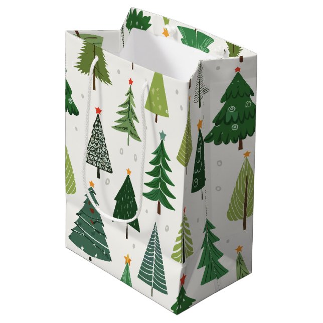 Retro Trees Medium Gift Bag (Front Angled)