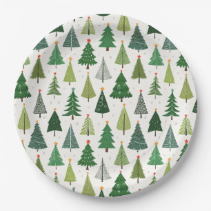 Retro Trees Paper Plate
