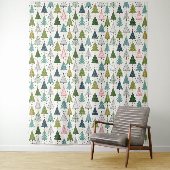 Retro Trees Photo Backdrop Tapestry (In Situ)