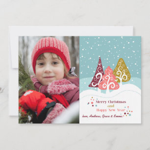 Retro Trees Photo Holiday Card