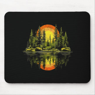 Retro trees reflection wildlife nature vintage mouse pad