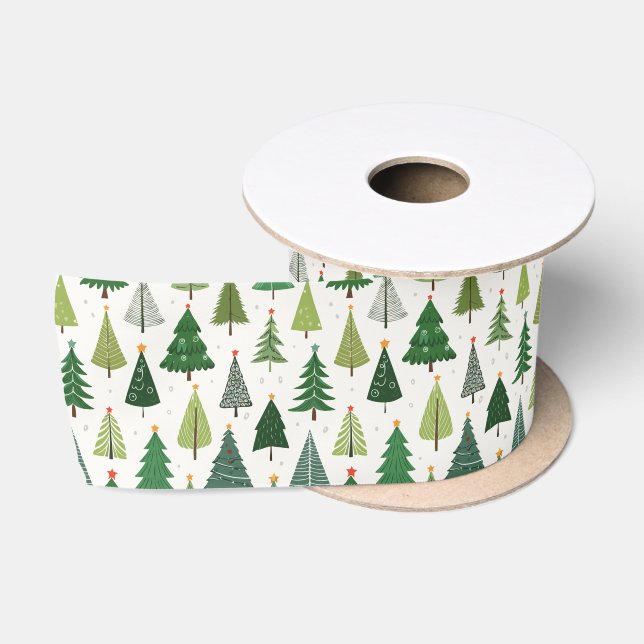 Retro Trees Satin Ribbon (Spool)
