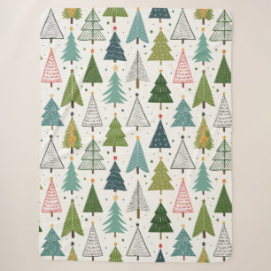 Retro Trees Sherpa Blanket