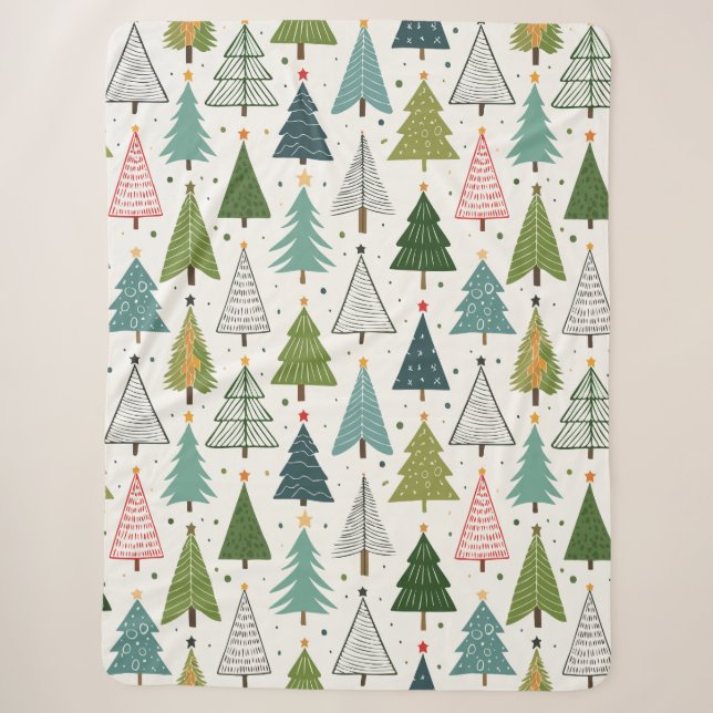 Retro Trees Sherpa Blanket (Front)