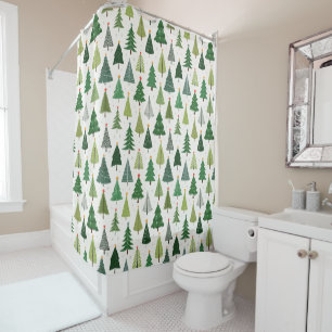 Retro Trees Shower Curtain