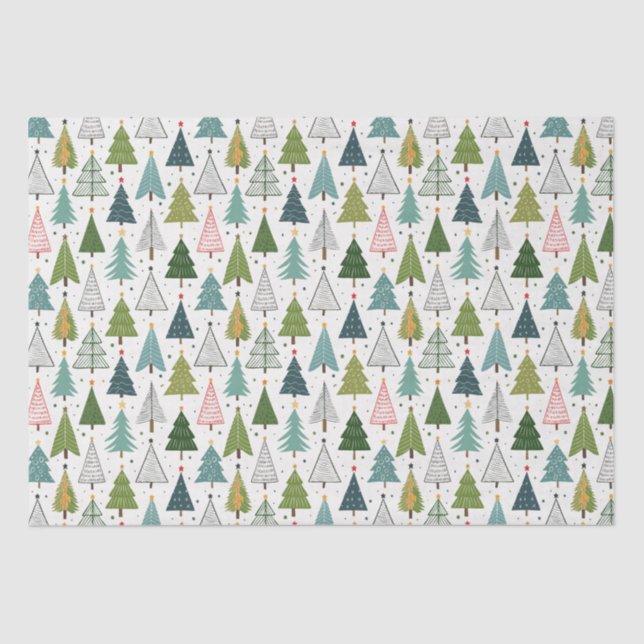 Retro Trees Tissue Paper (Front)