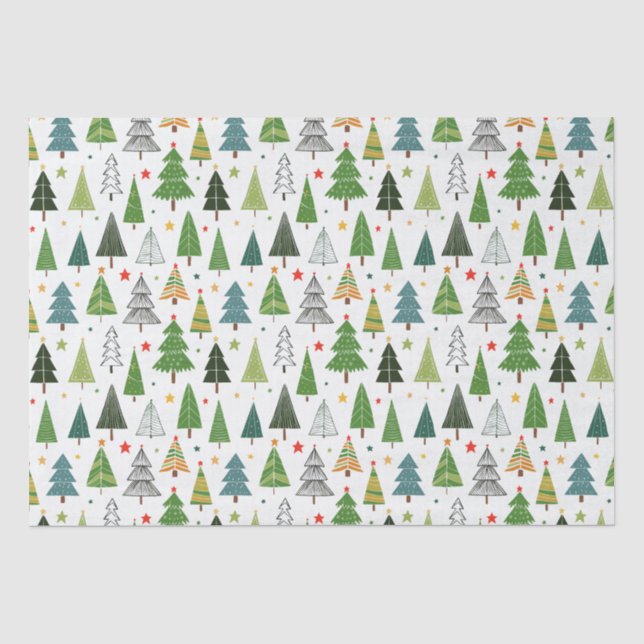 Retro Trees Tissue Paper (Front)