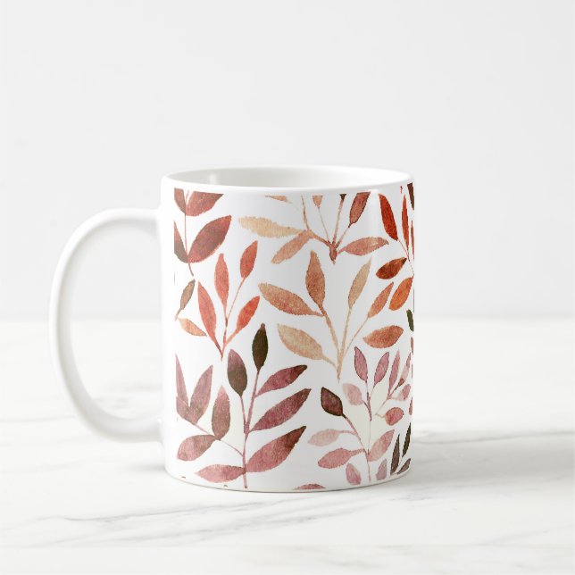Retro trees, watercolor seamless pattern. coffee mug (Left)