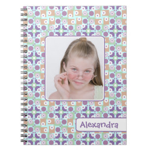 Retro Trend Geometric Girl's Photo Template Notebook