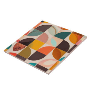 Retro Trendy Abstract Squares Collection Ceramic Tile