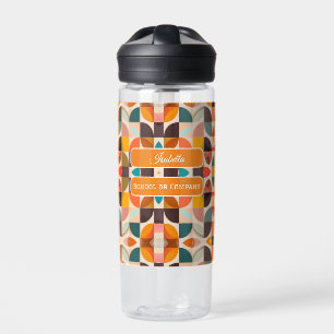 Retro Trendy Abstract Squares Collection Water Bottle