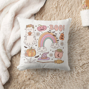 Retro Trendy Cute Halloween Elements Ghost Pumpkin Cushion
