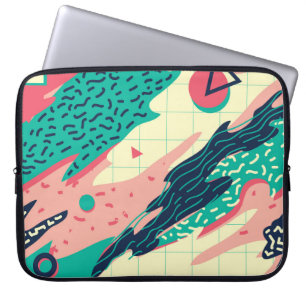 Retro Trendy Memphis Geometric Wallpaper Laptop Sleeve