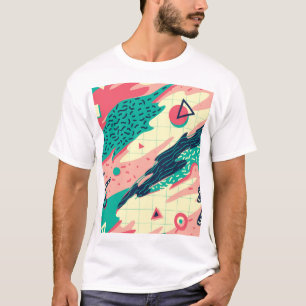 Retro Trendy Memphis Geometric Wallpaper T-Shirt