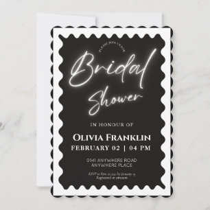 Retro trendy wavy bridal shower  invitation