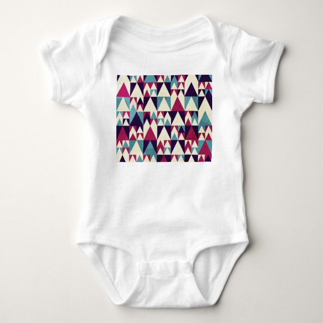 Retro Triangle Geometric Seamless Pattern Baby Bodysuit (Front)