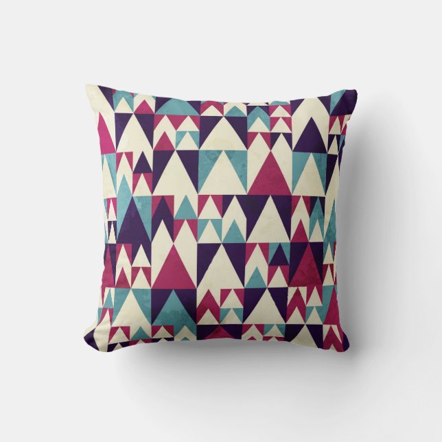 Retro Triangle Geometric Seamless Pattern Cushion (Front)