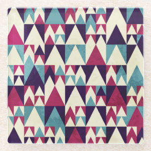 Retro Triangle Geometric Seamless Pattern Glass Coaster