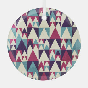 Retro Triangle Geometric Seamless Pattern Glass Tree Decoration