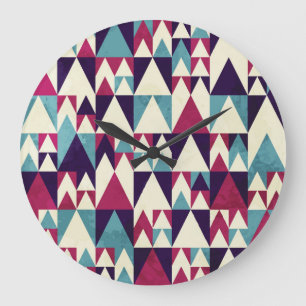 Retro Triangle Geometric Seamless Pattern Large Clock