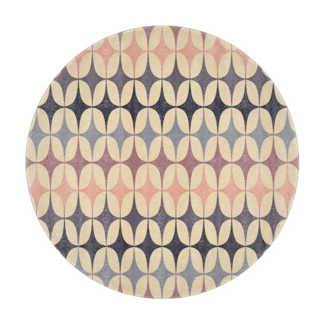 Retro Triangles Abstract Geometric Pattern Cutting Board (Front)