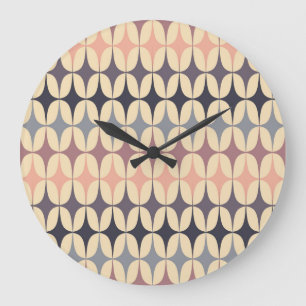 Retro Triangles Abstract Geometric Pattern Large Clock