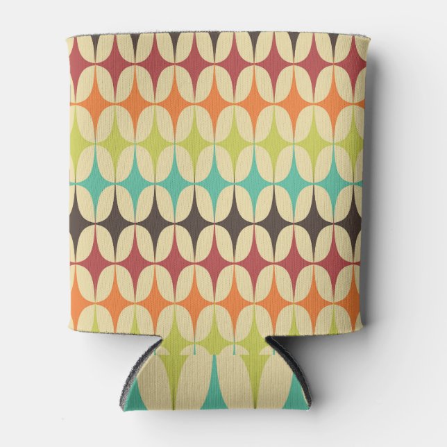 Retro Triangles: Geometric Pattern Throwback Can Cooler (Front)