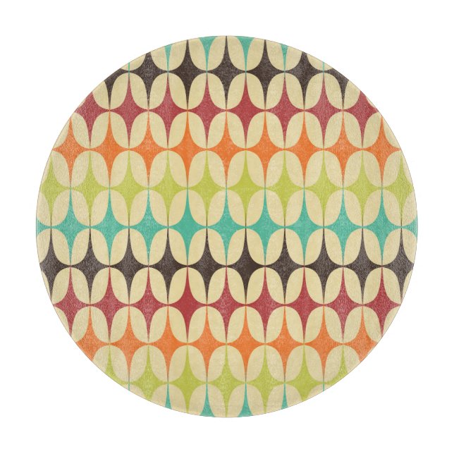 Retro Triangles: Geometric Pattern Throwback Cutting Board (Front)