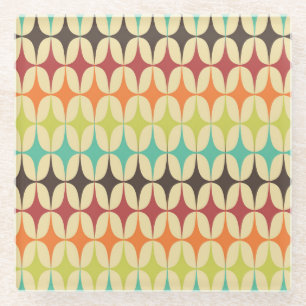 Retro Triangles: Geometric Pattern Throwback Glass Coaster