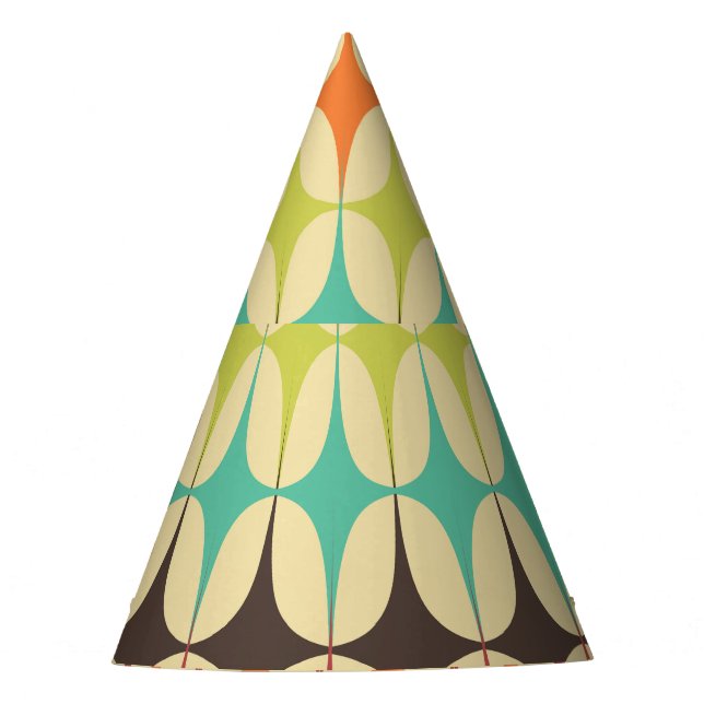 Retro Triangles: Geometric Pattern Throwback Party Hat (Front)