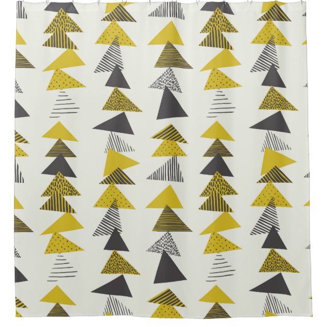 Retro Triangles: Varied Seamless Pattern. Shower Curtain (Front)