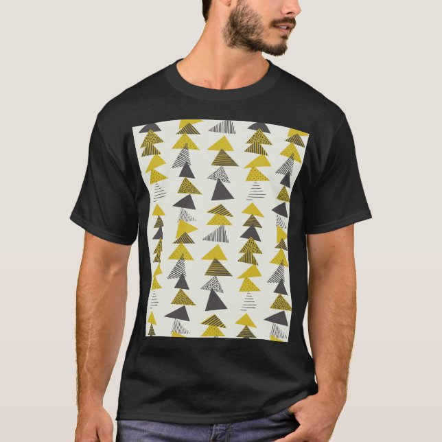 Retro Triangles: Varied Seamless Pattern. T-Shirt (Front)