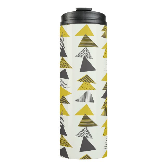 Retro Triangles: Varied Seamless Pattern. Thermal Tumbler (Front)