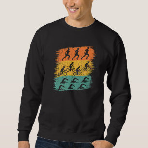 Retro Triathlon Swimming Cycling Running Triathlet Sweatshirt