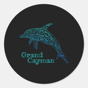 Retro Tribal Dolphin Grand Cayman Islands Vintage Classic Round Sticker