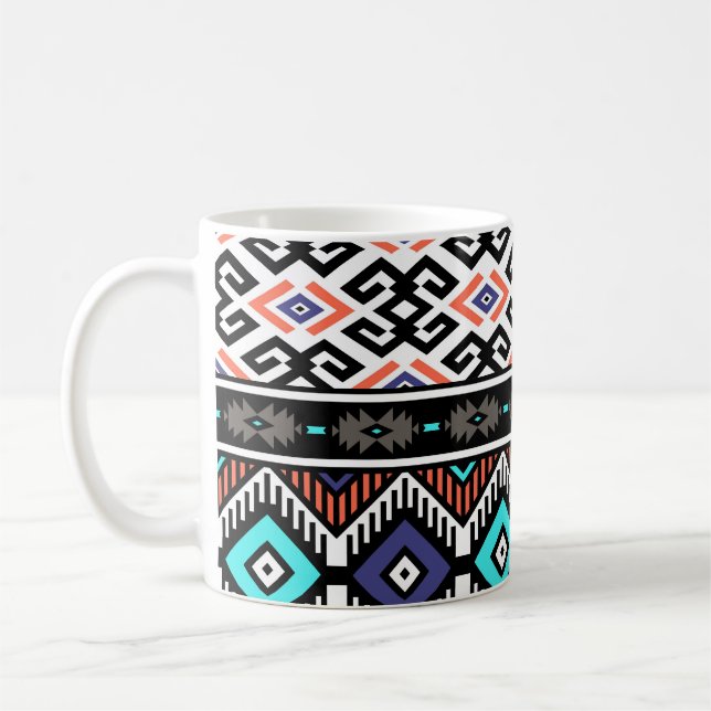 Retro Tribal Navajo: Geometric Seamless. Coffee Mug (Left)