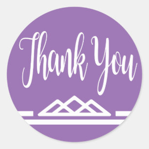 Retro Tribal Purple Thank You Geometric Triangle Classic Round Sticker