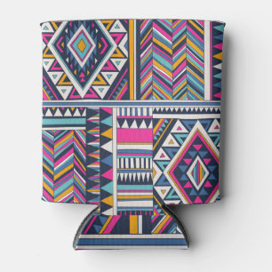 Retro tribal, vintage geometric pattern. can cooler