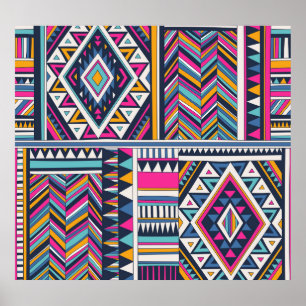 Retro tribal, vintage geometric pattern. poster