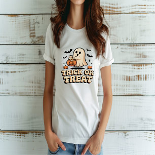 Retro Trick or Treat Halloween Cute Ghost T-Shirt